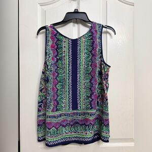 Lilly Pulitzer Navy Tank Top with Pink & Green Print